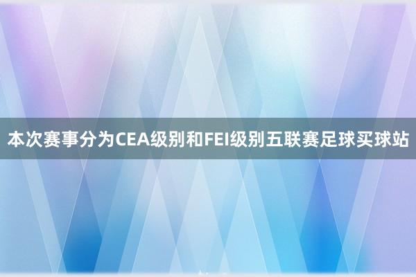 本次赛事分为CEA级别和FEI级别五联赛足球买球站