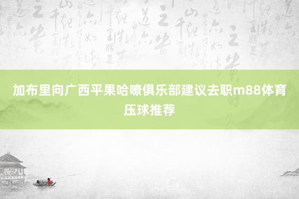 加布里向广西平果哈嘹俱乐部建议去职m88体育压球推荐